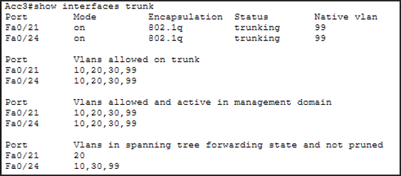 Vérification trunk Acc3