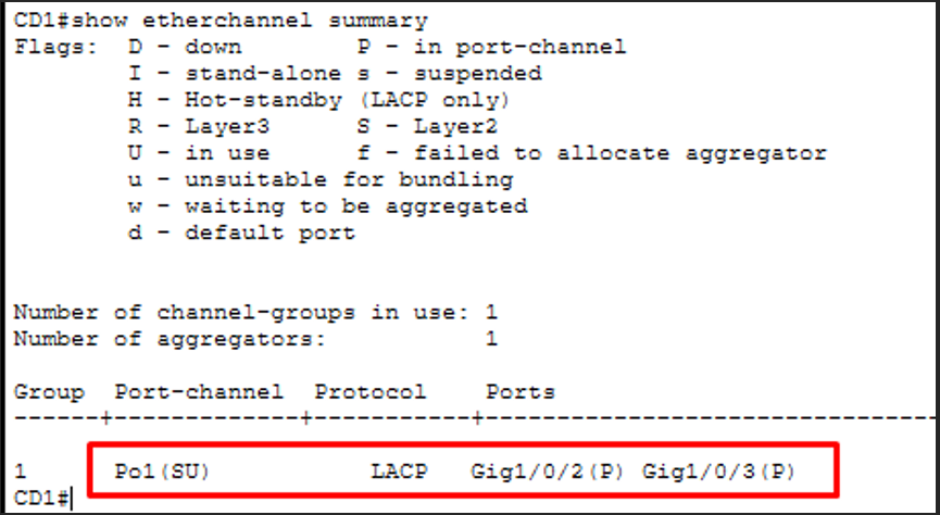 show etherchannel summary