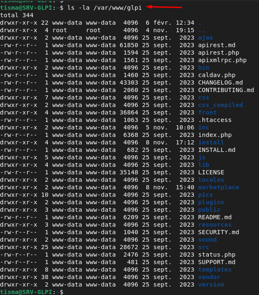 Déploiement GLPI dans /var/www