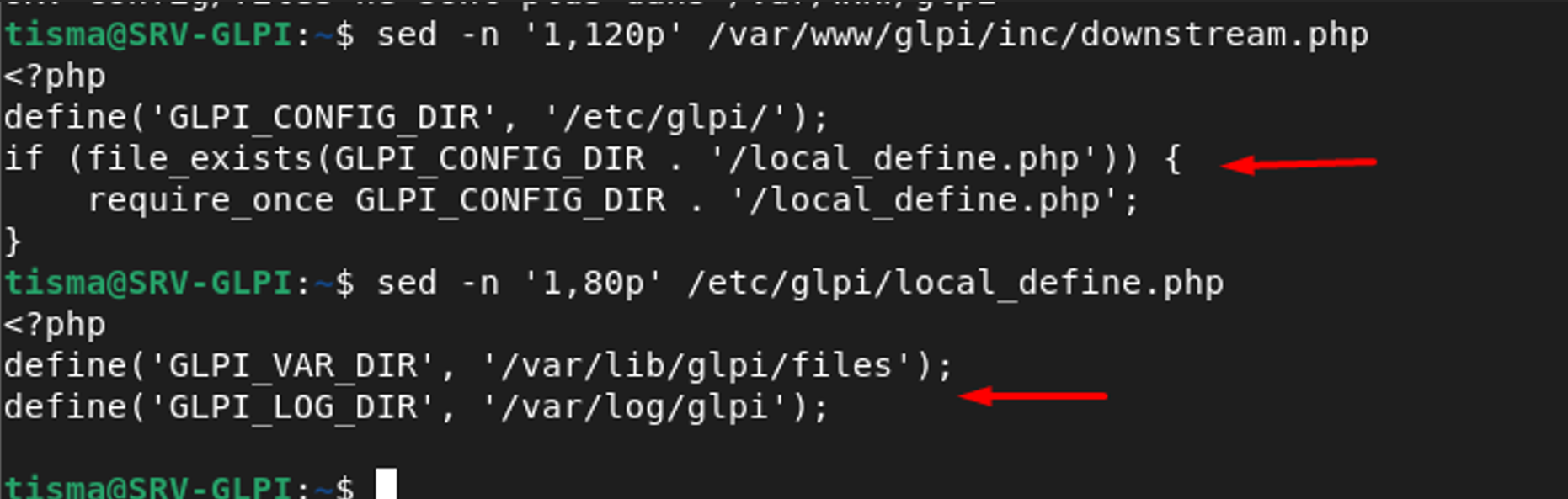 Redirection chemins downstream.php et local_define.php