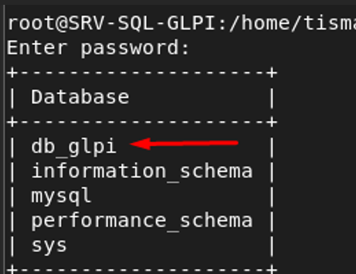 SHOW DATABASES listant db_glpi