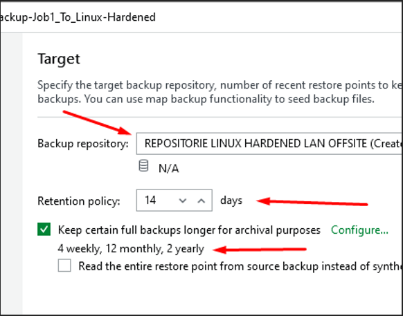 Paramètre de stockage