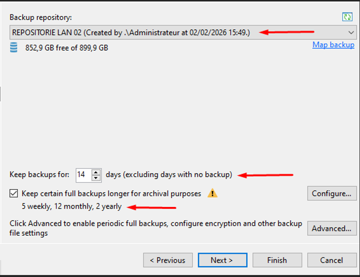 Paramètre de stockage