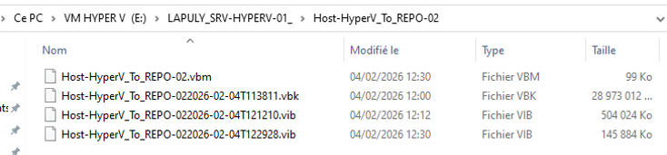 Fichiers backup repository Windows