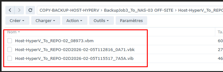 Backups copiés sur NAS-03 Off-Site