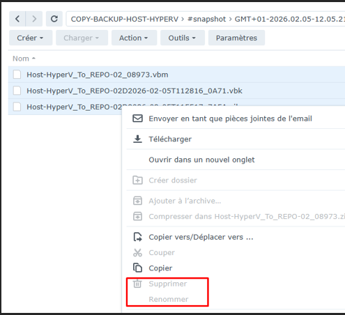Tentative de suppression NAS Off-Site