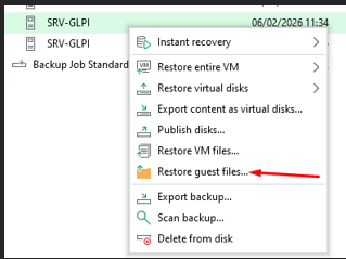 Veeam — Restore guest files sur SRV-GLPI